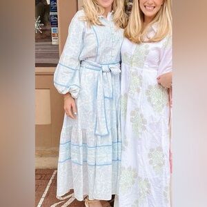 Sue Sartor Julia Amory collab blue flounce dress